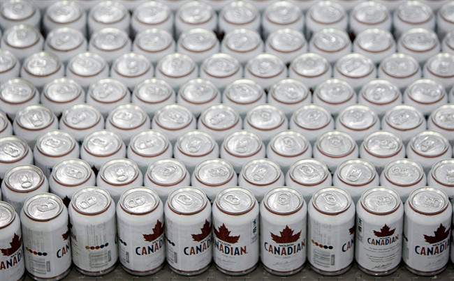 Cans of Molson Canadian beer are shown on the can line at Molson Breweries in Vancouver, Tuesday, Jan. 26, 2010. Beer is still the drink of choice for many Canadians who consume alcoholic beverages, in volume and dollar value.