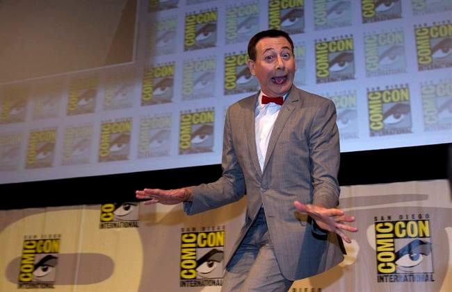 Paul Reubens, shown as Pee-wee Herman, arrives for a panel during the first day of Comic Con Thursday, July 21, 2011, in San Diego.