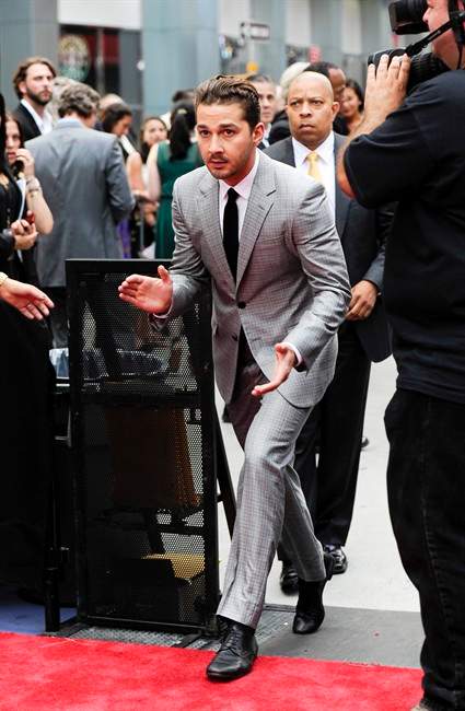 Actor Shia LaBeouf attends the 'Transformers: Dark Of The Moon' premiere in Times Square on Tuesday, June 28, 2011 in New York. (AP Photo/Evan Agostini).