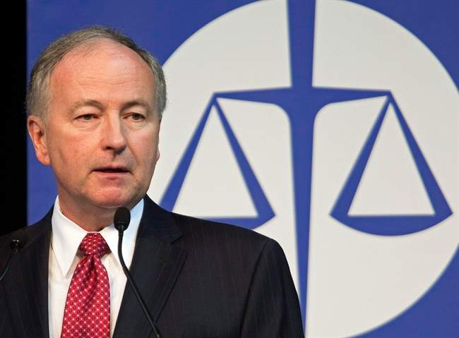 Justice Minister Rob Nicholson addresses the Canadian Bar Association's annual conference in Halifax on Monday, Aug. 15, 2011. THE CANADIAN PRESS/Andrew Vaughan.