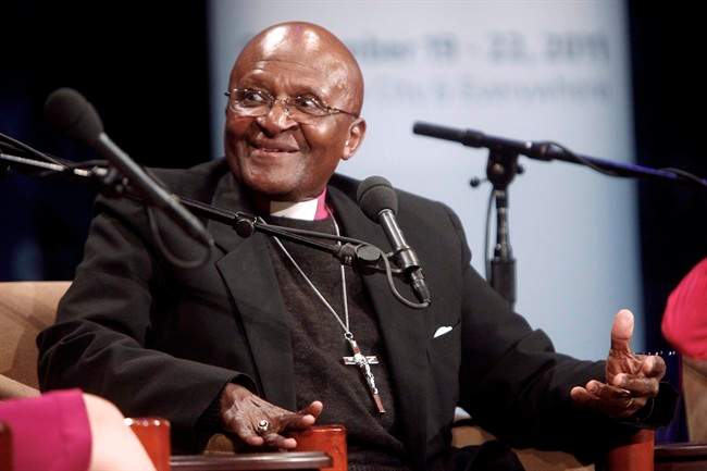 In this photo released by the United Nations Foundation, Archbishop Desmond Tutu speaks at the Social Good Summit, on Sept. 21, 2011 in New York. THE CANADIAN PRESS/AP, United Nations Foundation, Gary He.