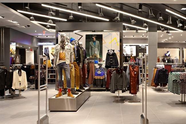 The inside of the Topshop and Topman store at Yorkdale Shopping Centre in Toronto is shown on Tuesday, Oct. 4, 2011. It's a British invasion - retail style. With the arrival of Topshop and Topman, the U.K. fast-fashion chains plan to bring a taste of London street chic and fashion-forward apparel and accessories to Canadian consumers. THE CANADIAN PRESS/HO, Topshop - Virginia Macdonald.
