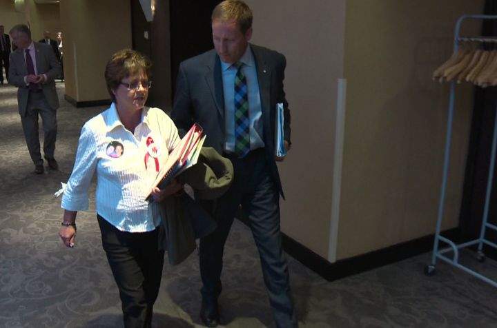 Sheri Arsenault (L) met with federal Justice Minister Peter MacKay on Thursday, July 25, 2013. 
