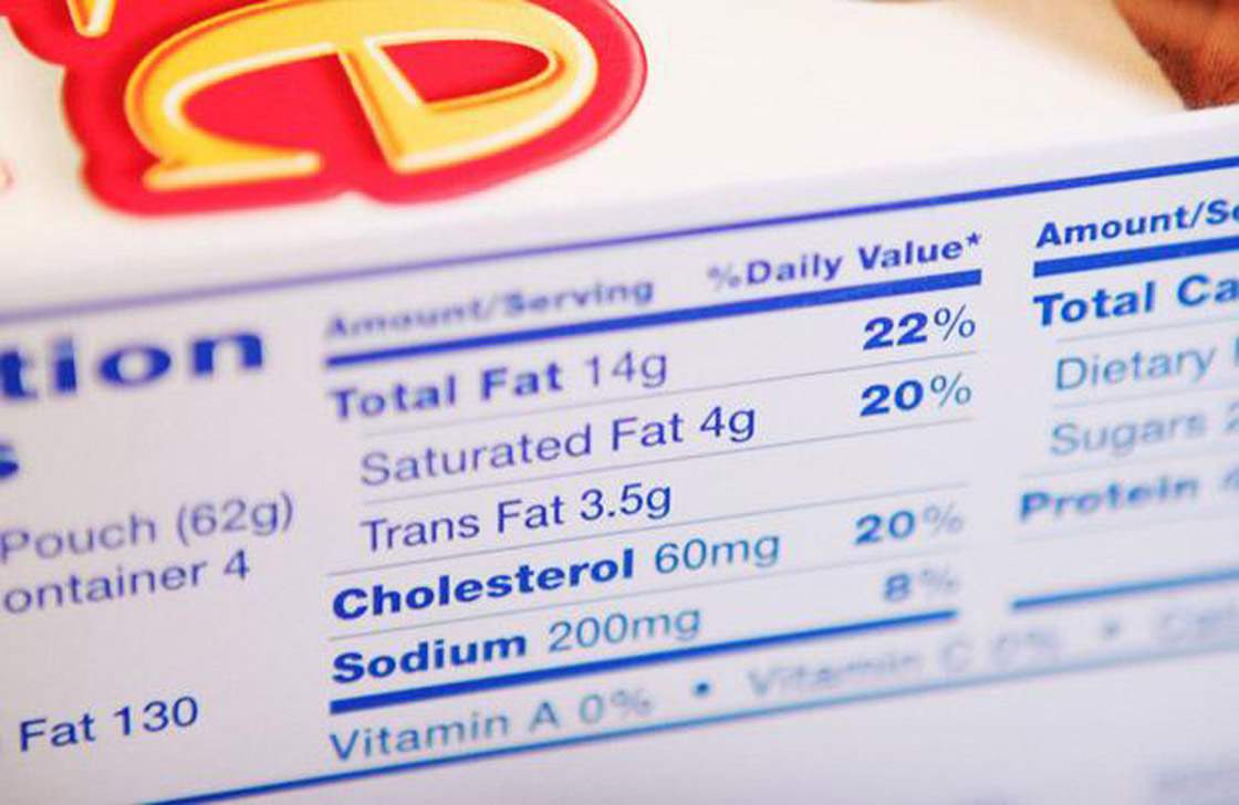 Nutrition facts label
