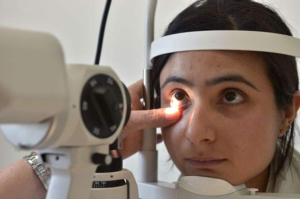 In this handout image provided by LOCOG, an ophthalmic medical check is carried out within the main Polyclinic located in the Athletes' Village, built for the London 2012 Olympic Games, on June 18, 2012.