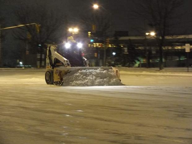 A snow plow is seen in the Greater Toronto Area.