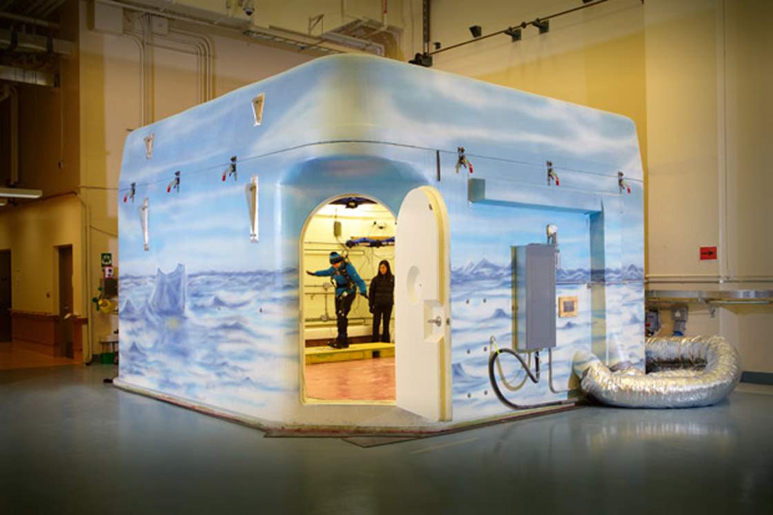 In the WinterLab at Toronto Rehabilitation Institute;researchers don parkas;scarves and hats to brave subzero temperatures and walk on icy surfaces to see how Canadians can avoid falling.