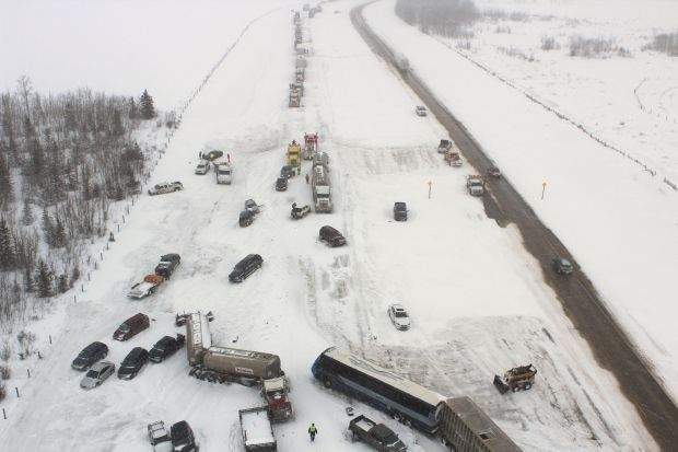 Massive crash on QEII south of Edmonton, March 21, 2013.