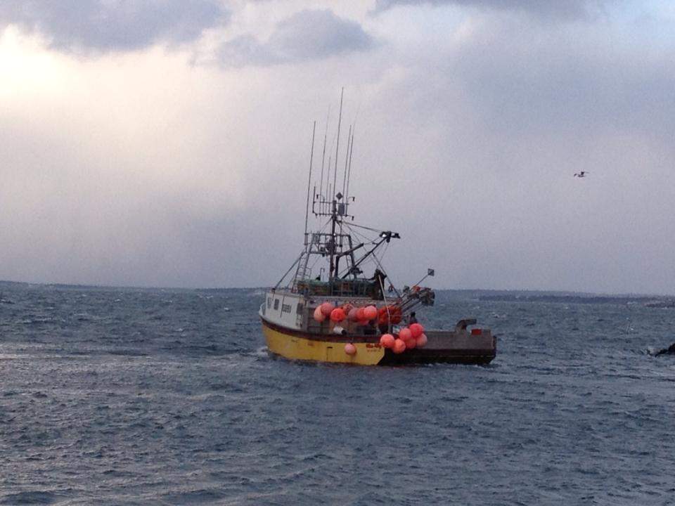 The Miss Ally capsized off the coast of Nova Scotia on Feb. 17, 2013. (Photo collected on Facebook)