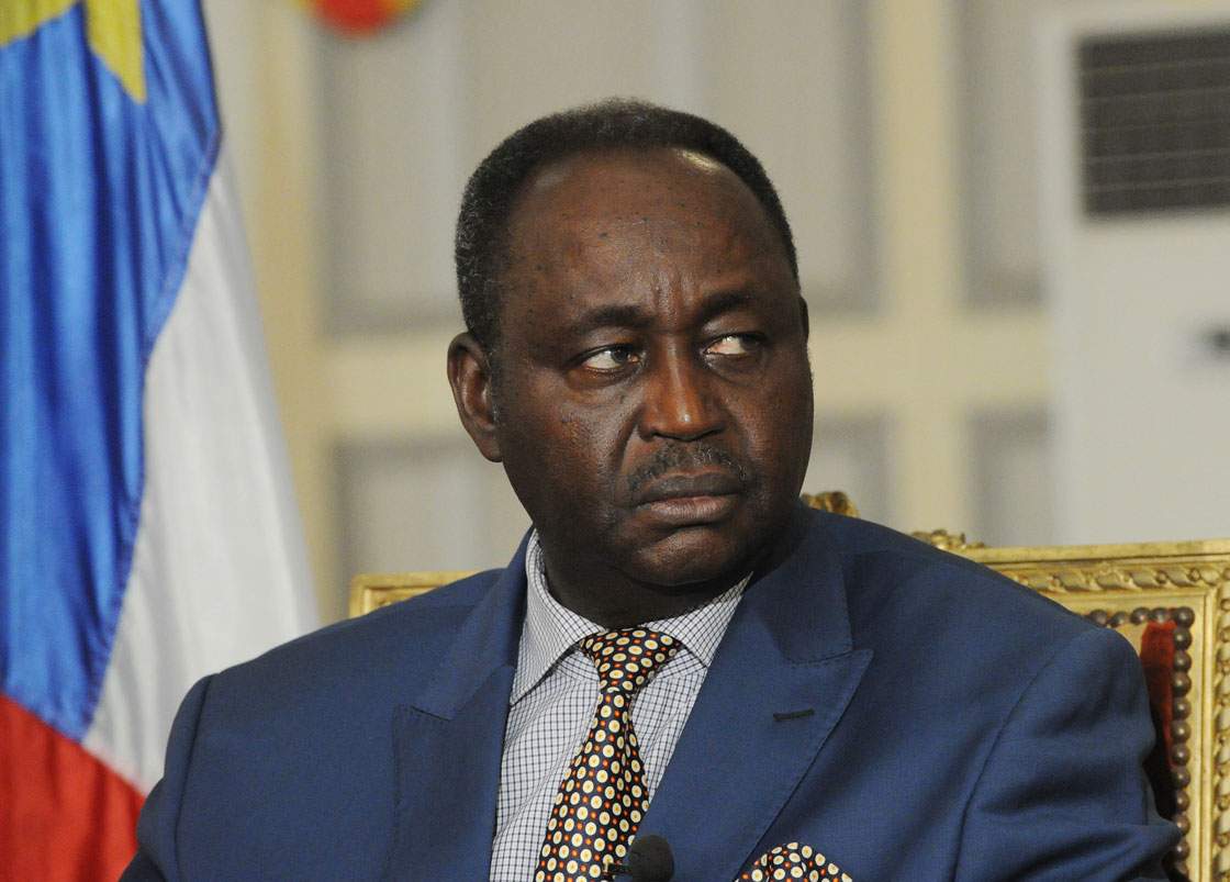 Central African President Francois Bozize gives a press conference at the Presidential Palace, on January 8, 2013 in Bangui.