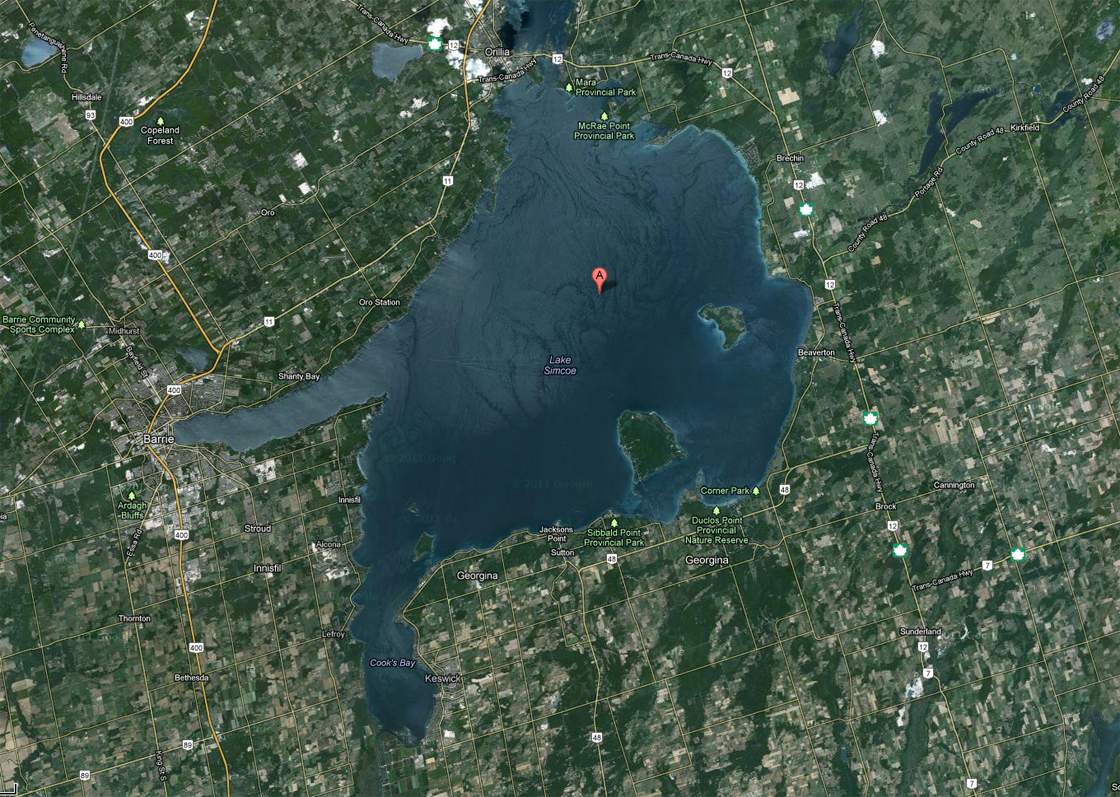 Map showing Lake Simcoe