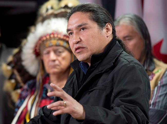 Athabasca Chipewyan First Nation Chief Allan Adam speaks on March 20, 2013 in Ottawa.