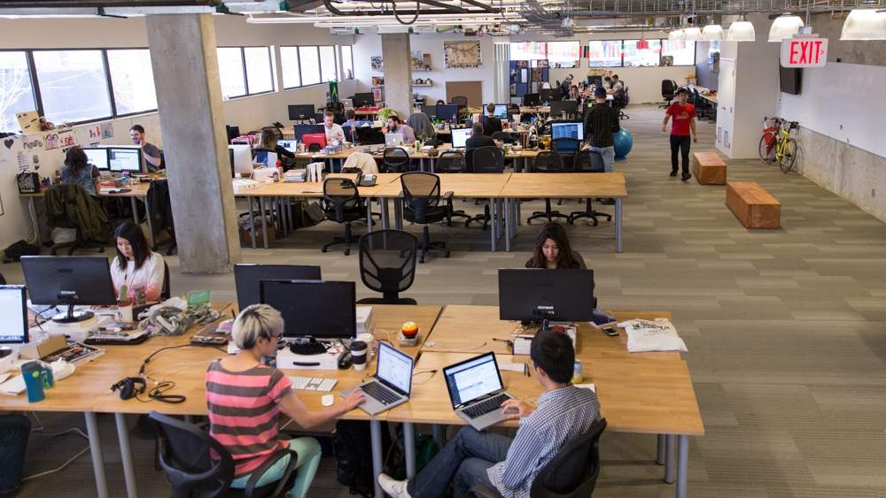 HootSuite employees in their Vancouver-based office. 