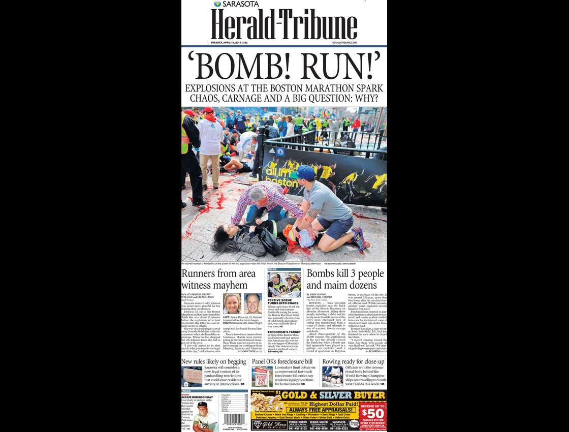 Gallery: Newspaper front pages morning after Boston Marathon - image