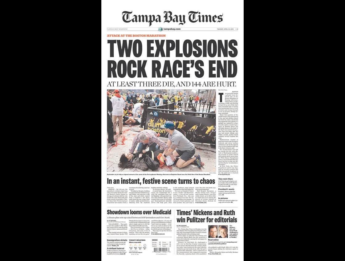 Gallery: Newspaper front pages morning after Boston Marathon - image
