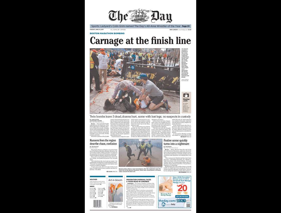 Gallery: Newspaper front pages morning after Boston Marathon - image