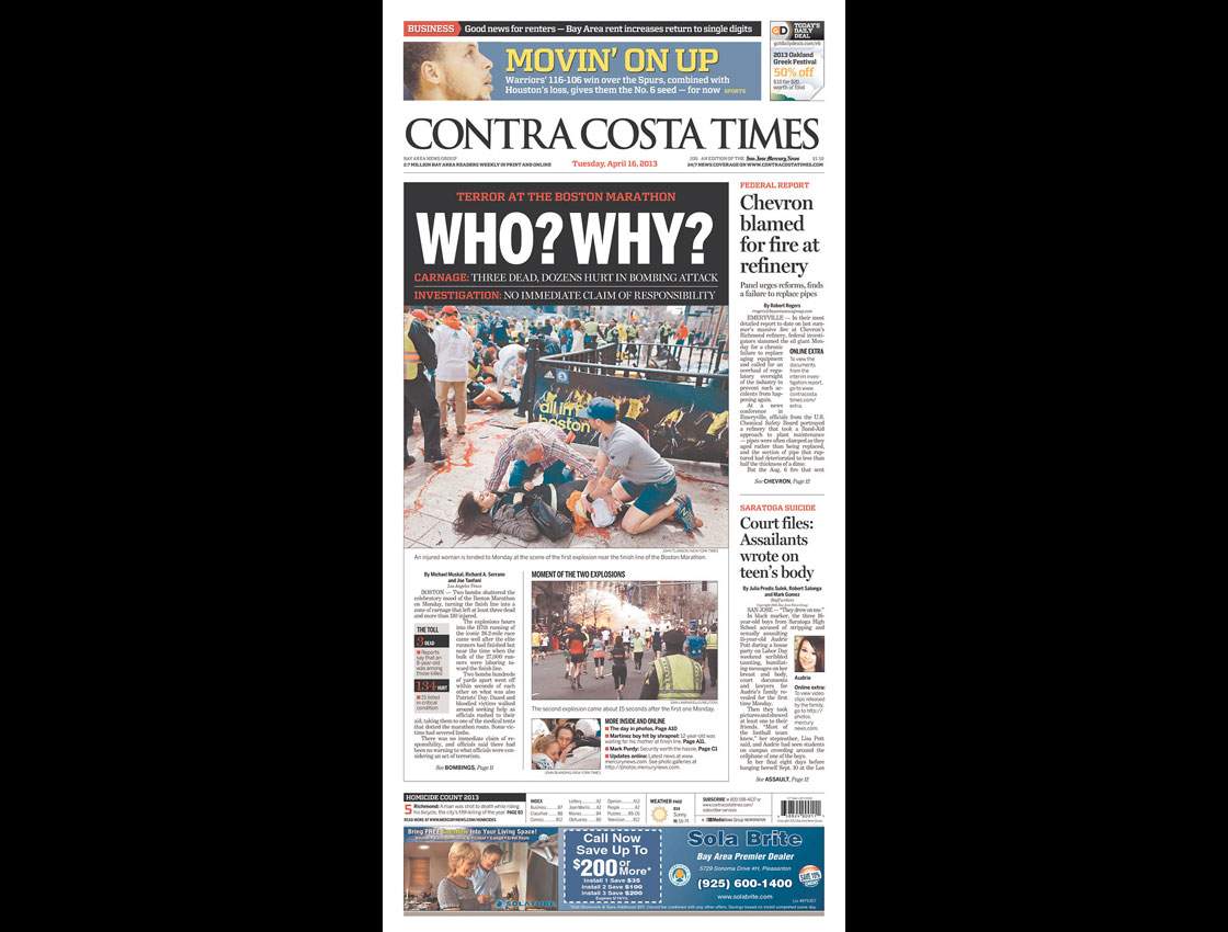 Gallery: Newspaper front pages morning after Boston Marathon - image