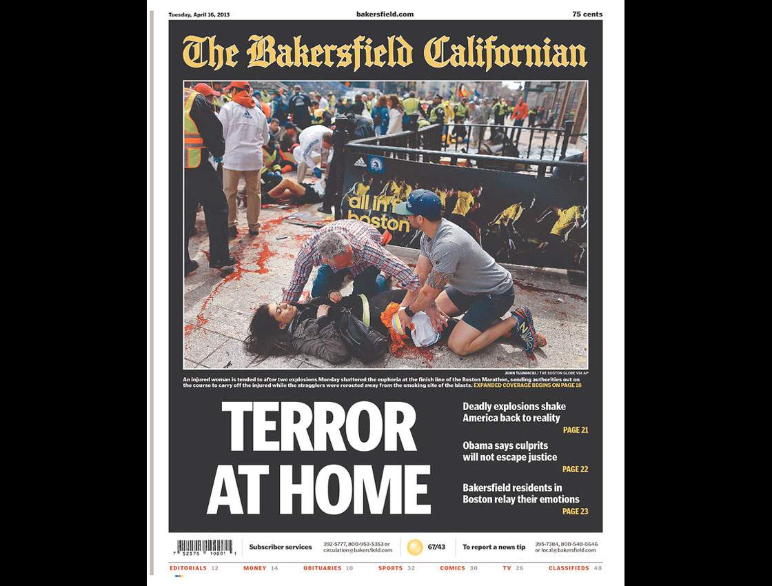 Gallery: Newspaper front pages morning after Boston Marathon - image