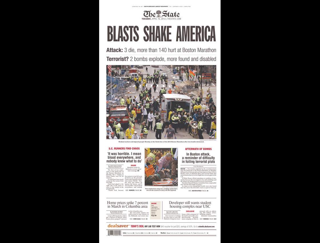 Gallery: Newspaper front pages morning after Boston Marathon - image
