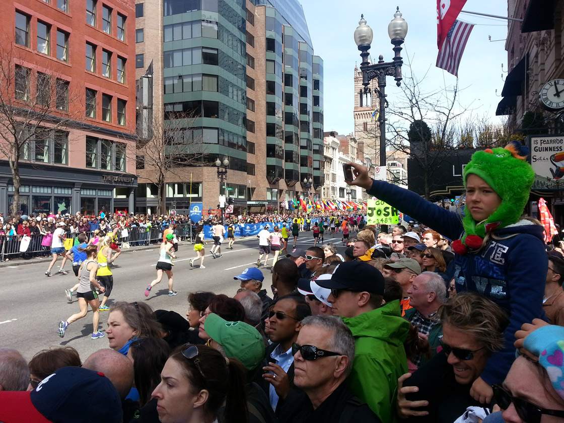 Streams of supporters flooded the streets of Boston, cheering for those taking on the marathon.