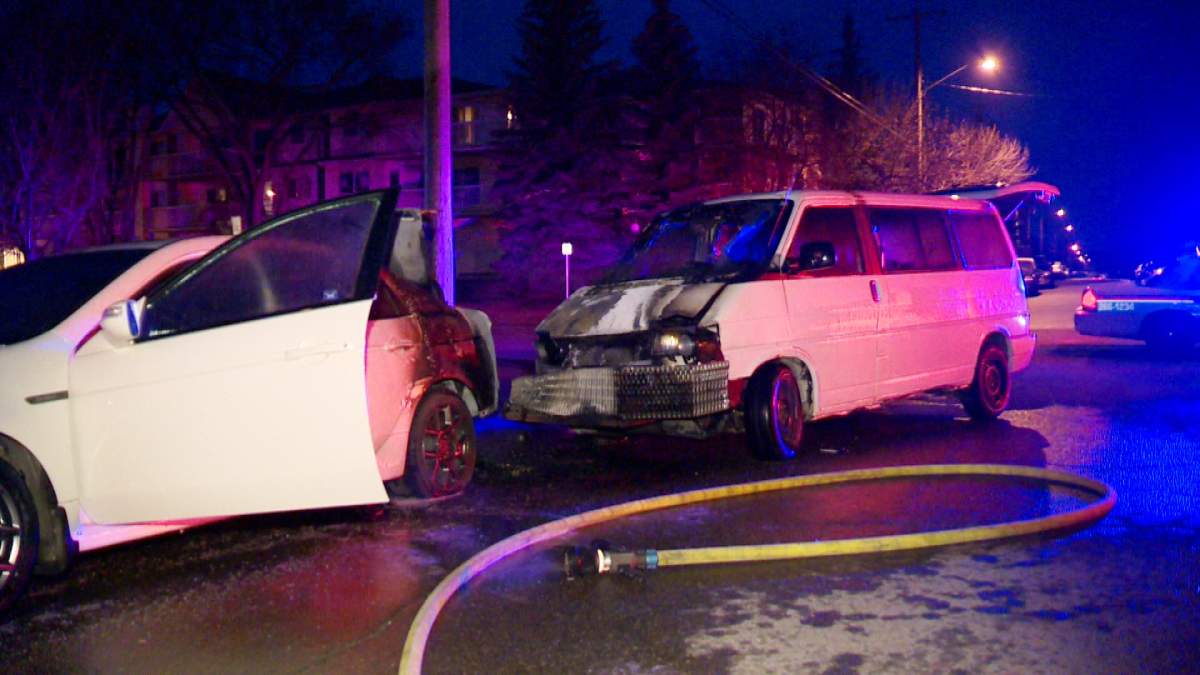 Fire crews investigate after two vehicles caught fire in the community of Glengarry. 