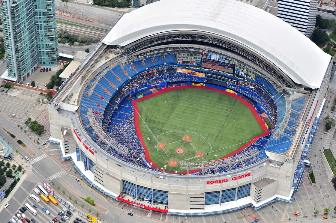 An aerial shot of the Rogers Centre