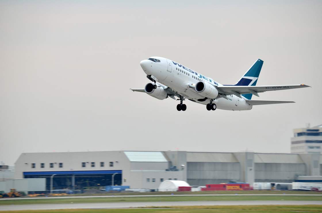 Westjet plane takes off