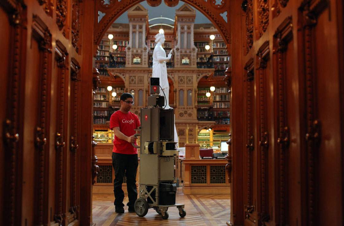The Trolley tours the Library of Parliament.