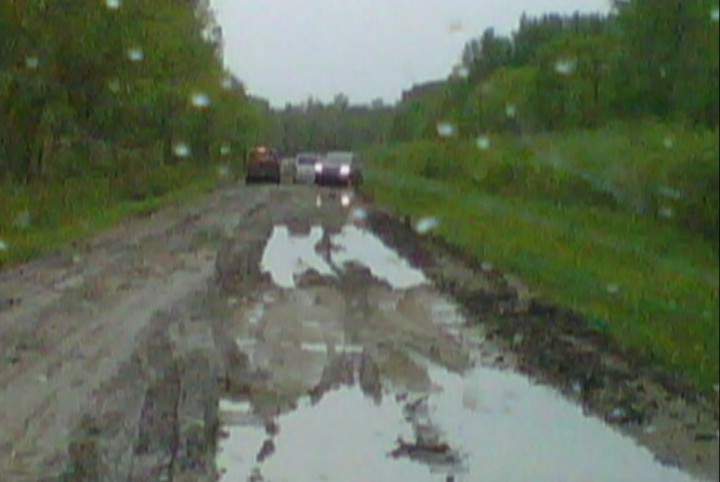 Highway 123 near Cumberland House in June 2011. The Highway has been voted the worst road in Saskatchewan in a CAA survey.