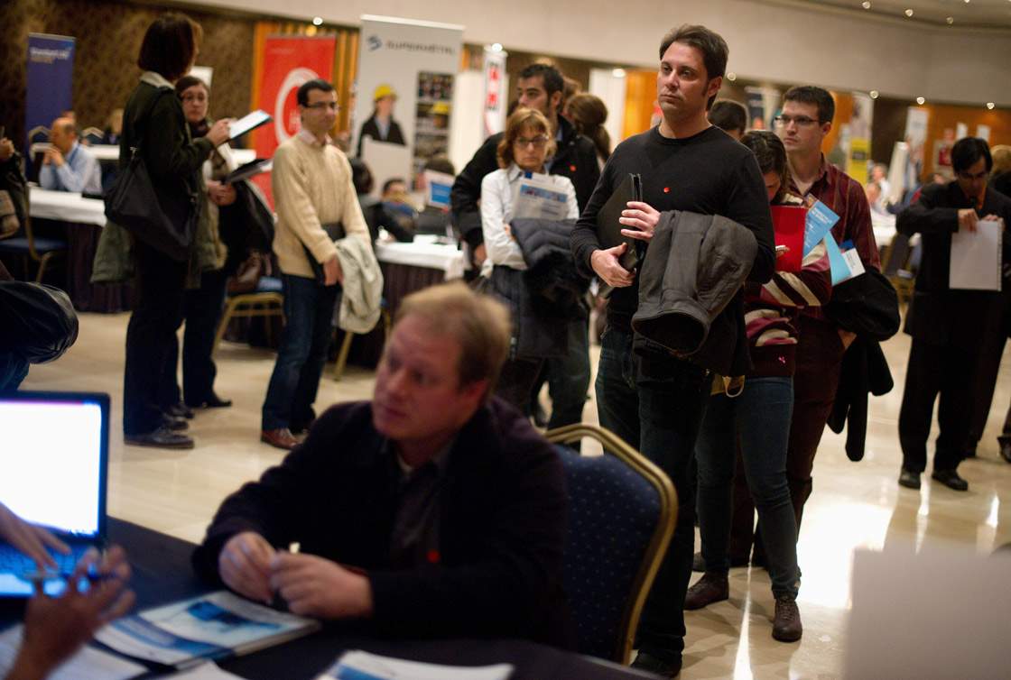 Statistics Canada says 54,500 jobs disappeared from the economy in March and the unemployment rate climbed two-tenths of a point to 7.2 per cent.