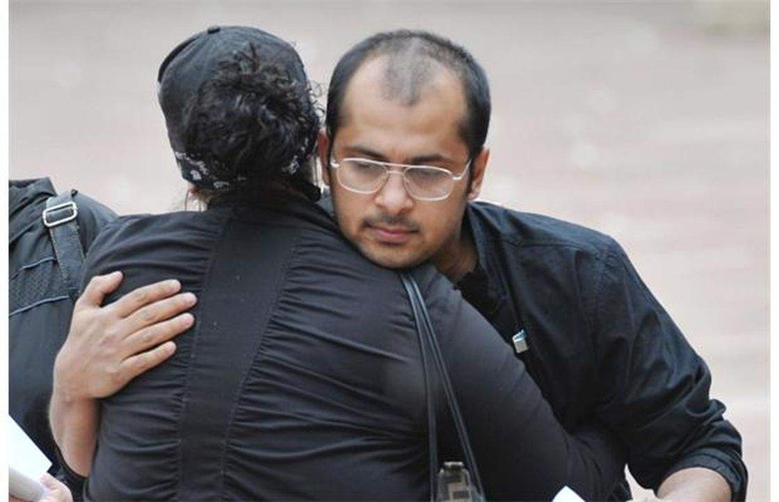 Anti-bullying rally at City Hall organized by Manwar Khan (right) who witnessed the deadly beating of John Hollar on the LRT in December of 2012.