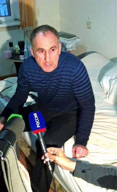 A frame grab from a video taken on April 19, 2013, shows Anzor Tsarnaev, the father of the suspected Boston bombers, brothers Tamerlan and Dzhokhar Tsarnayev, speaking with journalists at home Makhachkala, the capital Russia's North Caucasus region of Dagestan.
