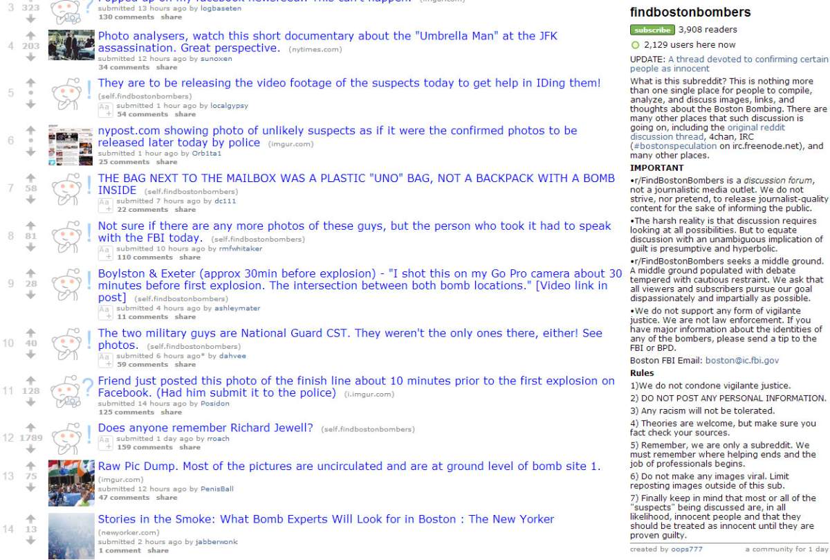 Reddit users work to find Boston bombing suspects - image