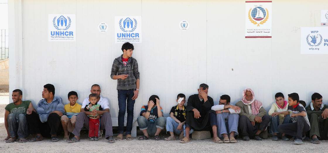 Syrian refugees at the King Abdullah Refugee Camp for Syrian refugees 2 kilometers from the Syrian border on March 13, 2013.
