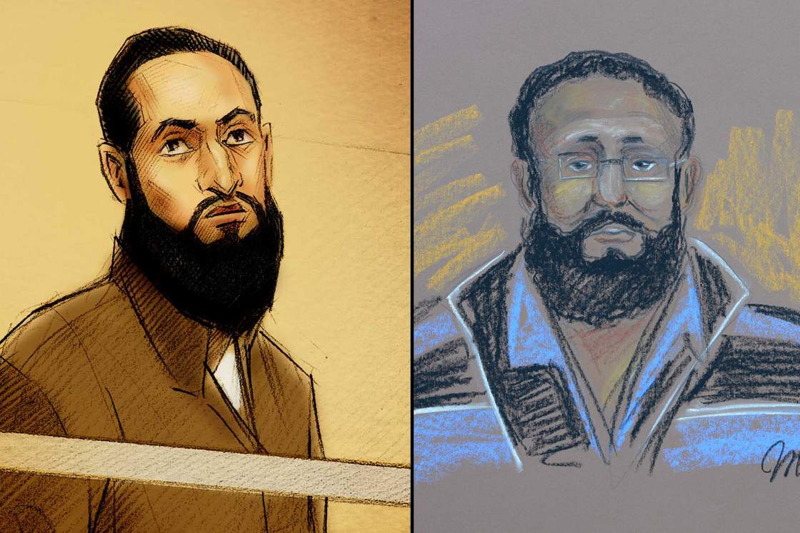 In this composite illustration, court sketches depict Toronto resident Raed Jaser (L)  and Montreal resident Chiheb Esseghaier (R). 