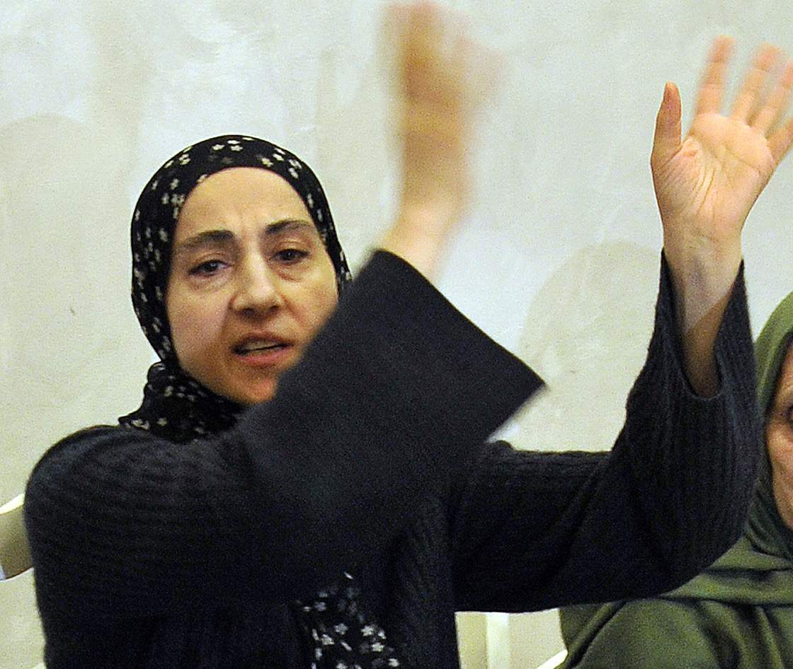 Zubeidat Tsarnaeva, mother of the suspected Boston bombers, brothers Tamerlan and Dzhokhar Tsarnaev, attend a news conference in Makhachkala on April 25, 2013.