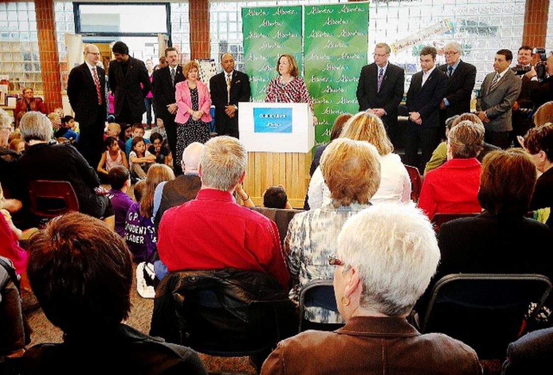 Premier Alison Redford announces new schools in the Capital Region. May 2, 2013.