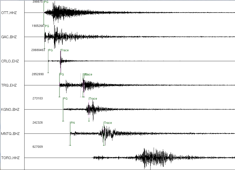 Several instruments record the earthquake that took place on Friday, May 17, 2013.