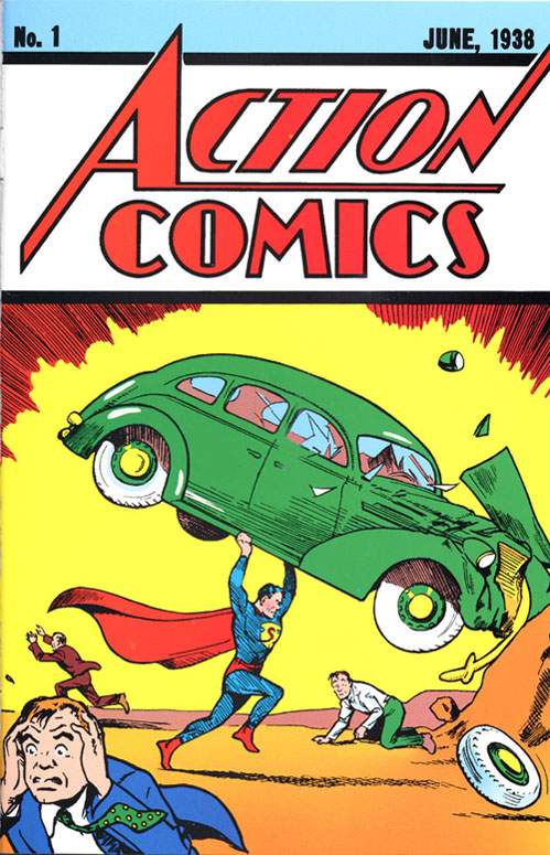 Action Comics No. 1 from June of 1938, featuring the debut of comic book icon Clark Kent AKA Superman.