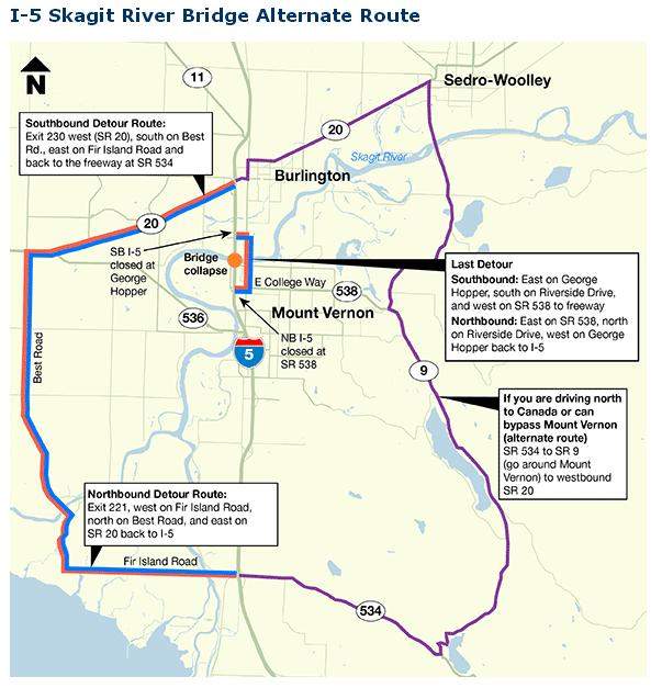 Alternate routes map