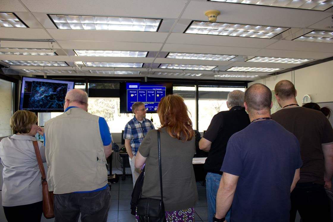 Geoff Coulson, Weather Preparedness Meteorologist with Environment Canada, shows CANWARN spotters the Ontario Storm Prediction Centre in Toronto.