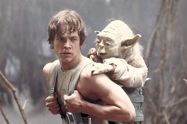Mark Hamill as Luke Skywalker and the character Yoda appear in this scene from ‘Star Wars Episode V: The Empire Strikes Back’ in this 1980 publicity image originally released by Lucasfilm Ltd.