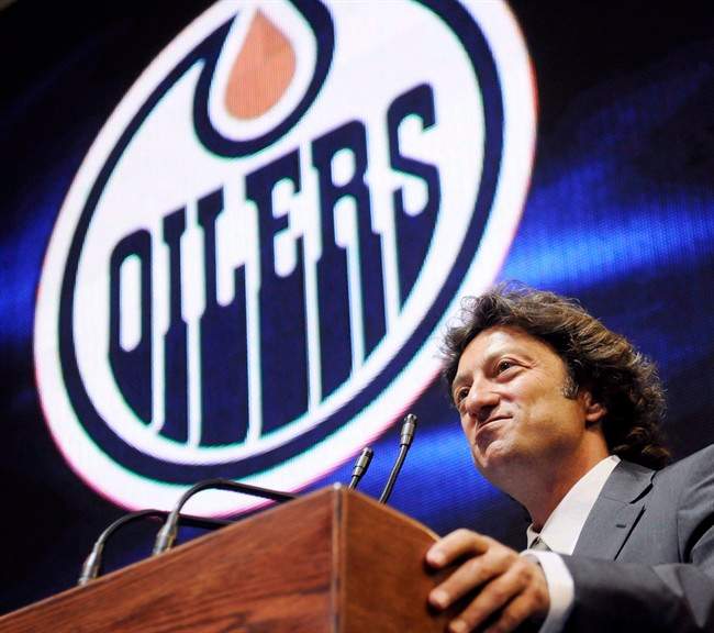 Daryl Katz takes ownership of the Edmonton Oilers during a news conference at Rexall Arena in Edmonton on Wednesday July 2, 2008. THE CANADIAN PRESS/Jimmy Jeong
