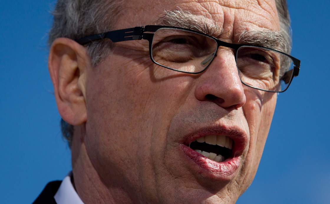 File - Natural Resources Minister Joe Oliver speaks during an announcement about changes to improve oil tanker safety in Vancouver, B.C., on Monday March 18, 2013. 