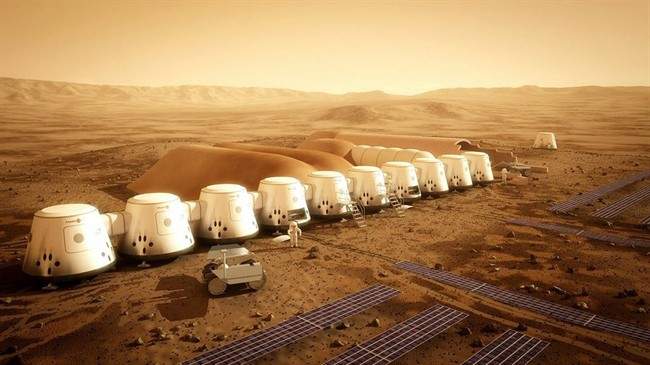 An artist’s rendition of the Mars One settlement.