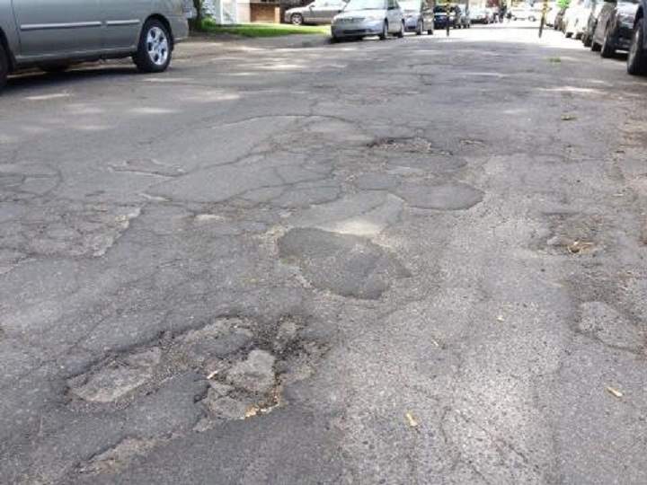 Crumbling roads in Montreal.
