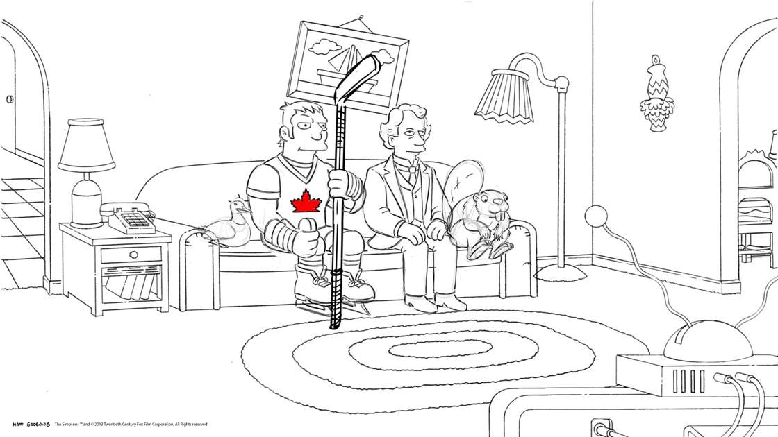 A storyboard of Ray Savaya's "couch gag" for The Simpsons.