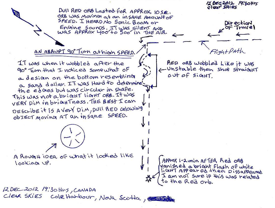 Gallery: Sketches made by witnesses of UFO sightings in Canada in 2012 - image