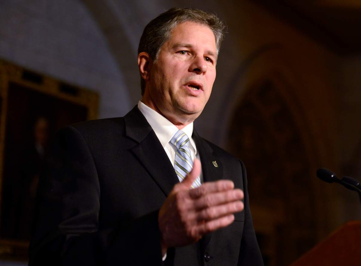 Conservative MP Mark Warawa talks to media in Ottawa, Wednesday Apr. 17, 2013. THE CANADIAN PRESS/Adrian Wyld.
