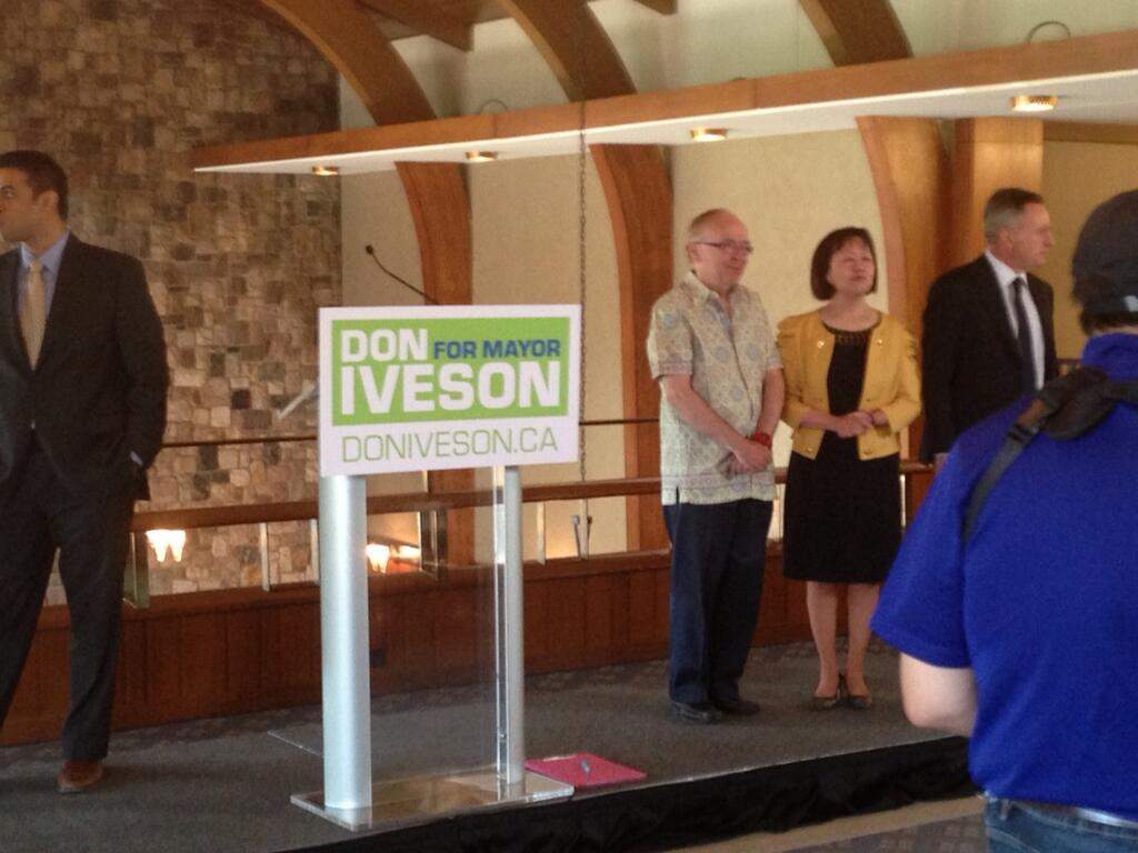 Signs at Don Iveson announcement June 18, 2013
